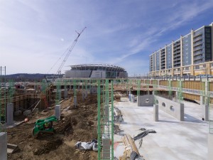 The parking garage that will support Phase 3 of The Banks is now under construction.